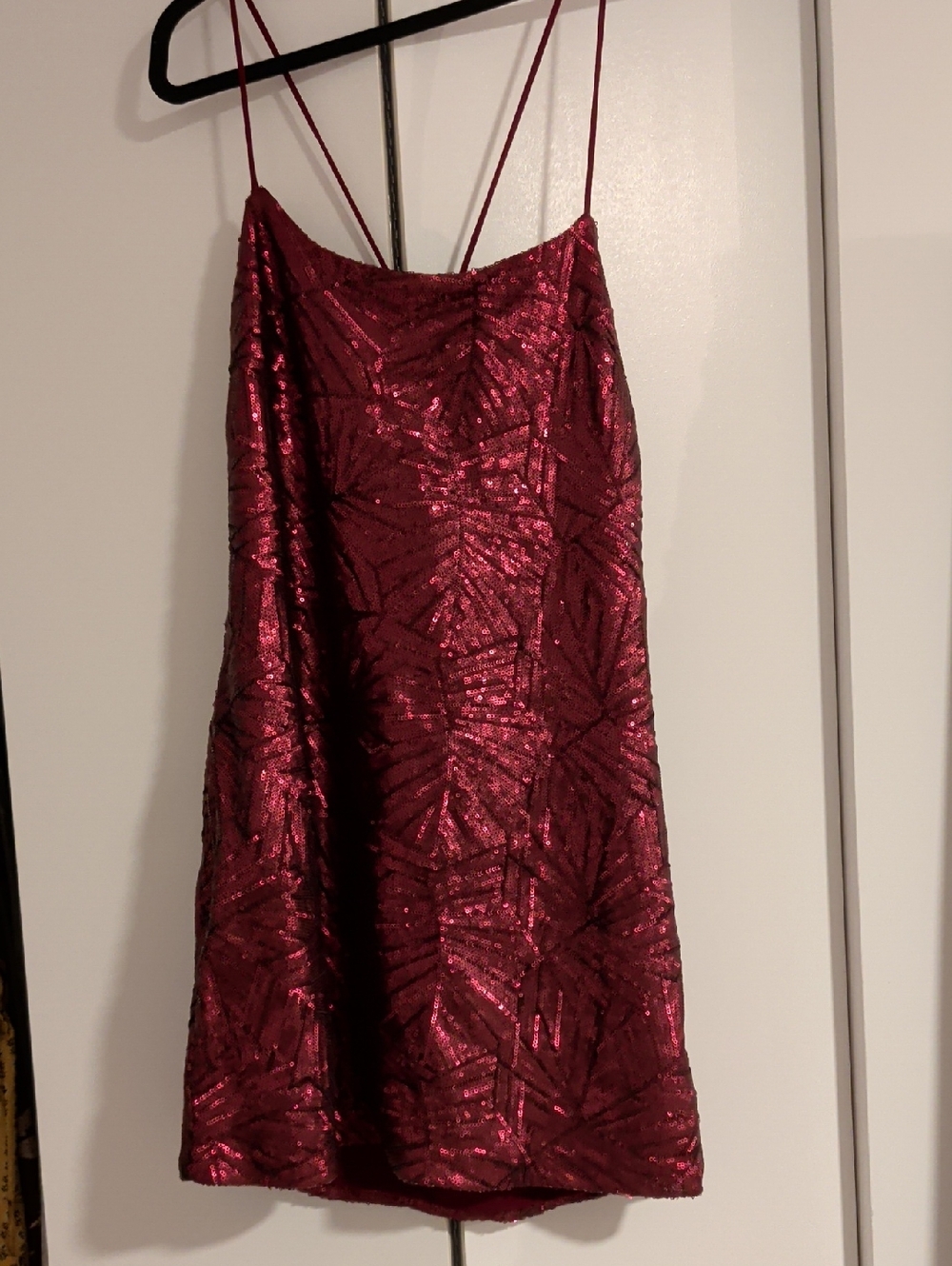 Brand-new Dress the Population Burgundy Sequin Mini Slip Dress, fully lined